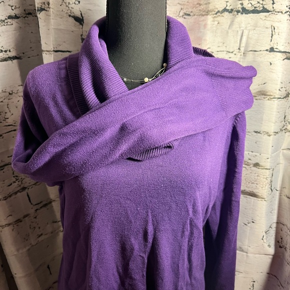 Purple cowl neck sweater in size 1x cozy quiet luxury - Picture 1 of 5